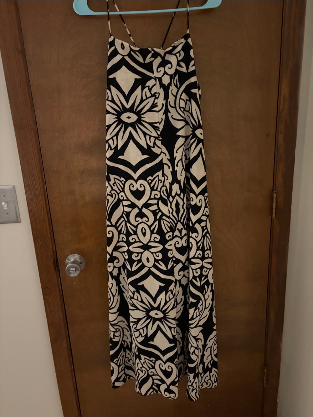 H&M Black and Cream Printed Maxi Dress